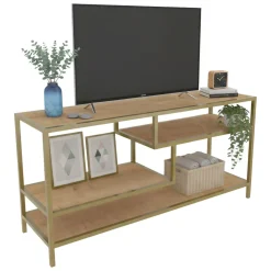 Mobili Porta Tv|Salotto > Dmora Porta TV oro e quercia 120x39x75h cm in legno - Ivette Marrone, Oro Quercia