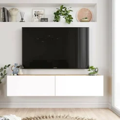 Porta TV quercia e bianco 140x31x29h cm 2 ante - Principi