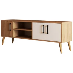 Mobili Porta Tv|Salotto > Dmora Porta TV quercia e bianco 160x37x38h cm 2 ante - Baiano Bianco, Marrone Quercia