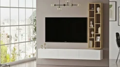 Porta TV quercia e bianco 174x27x25h cm 3 ante - Giusi