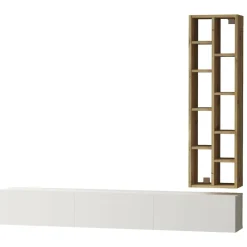 Porta TV quercia e bianco 174x27x25h cm 3 ante - Giusi