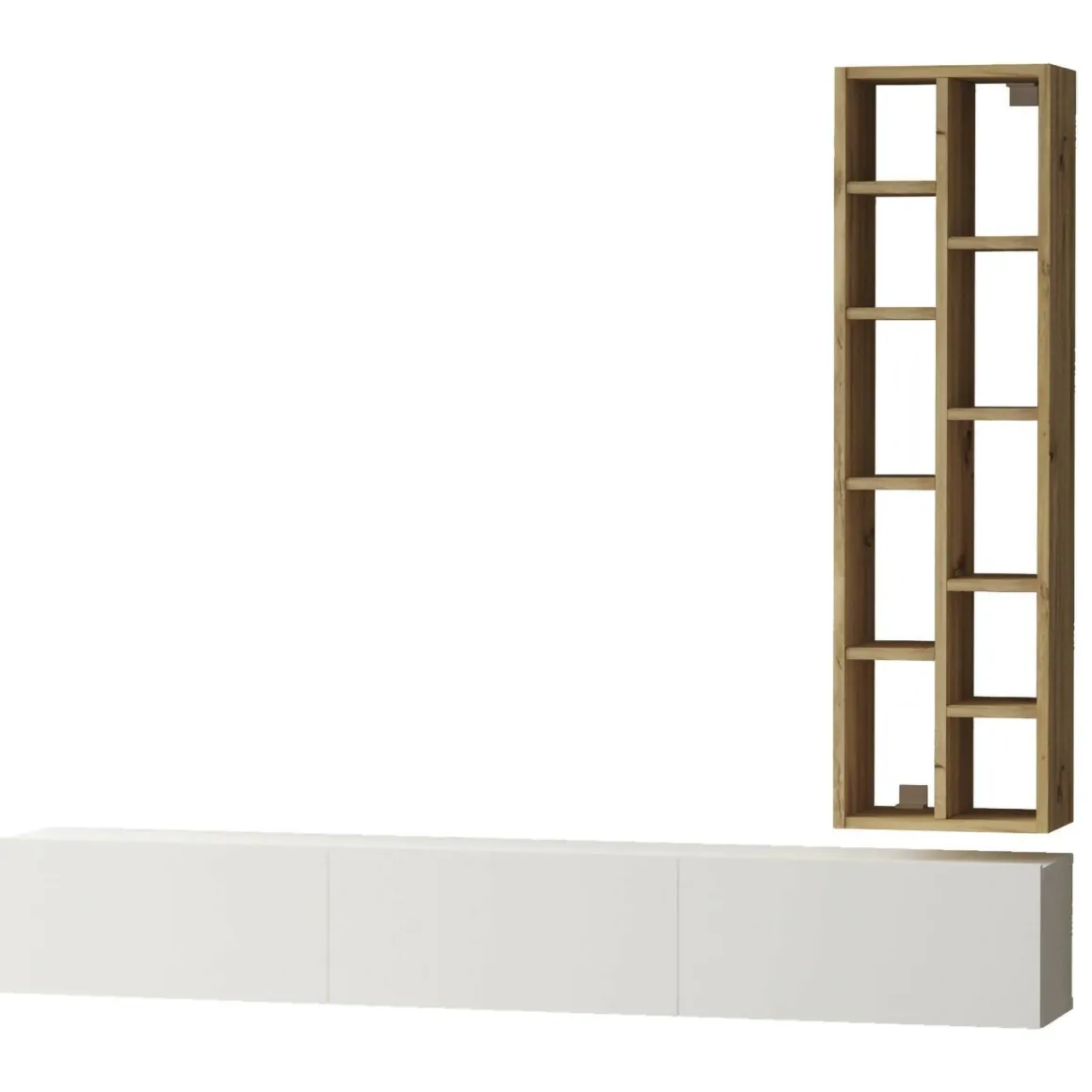 Porta TV quercia e bianco 174x27x25h cm 3 ante - Giusi