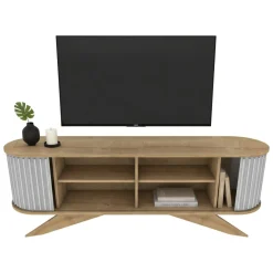 Mobili Porta Tv|Salotto > Dmora Porta TV quercia e bianco 180x44x44h cm 3 ante - Axi Bianco, Marrone Quercia