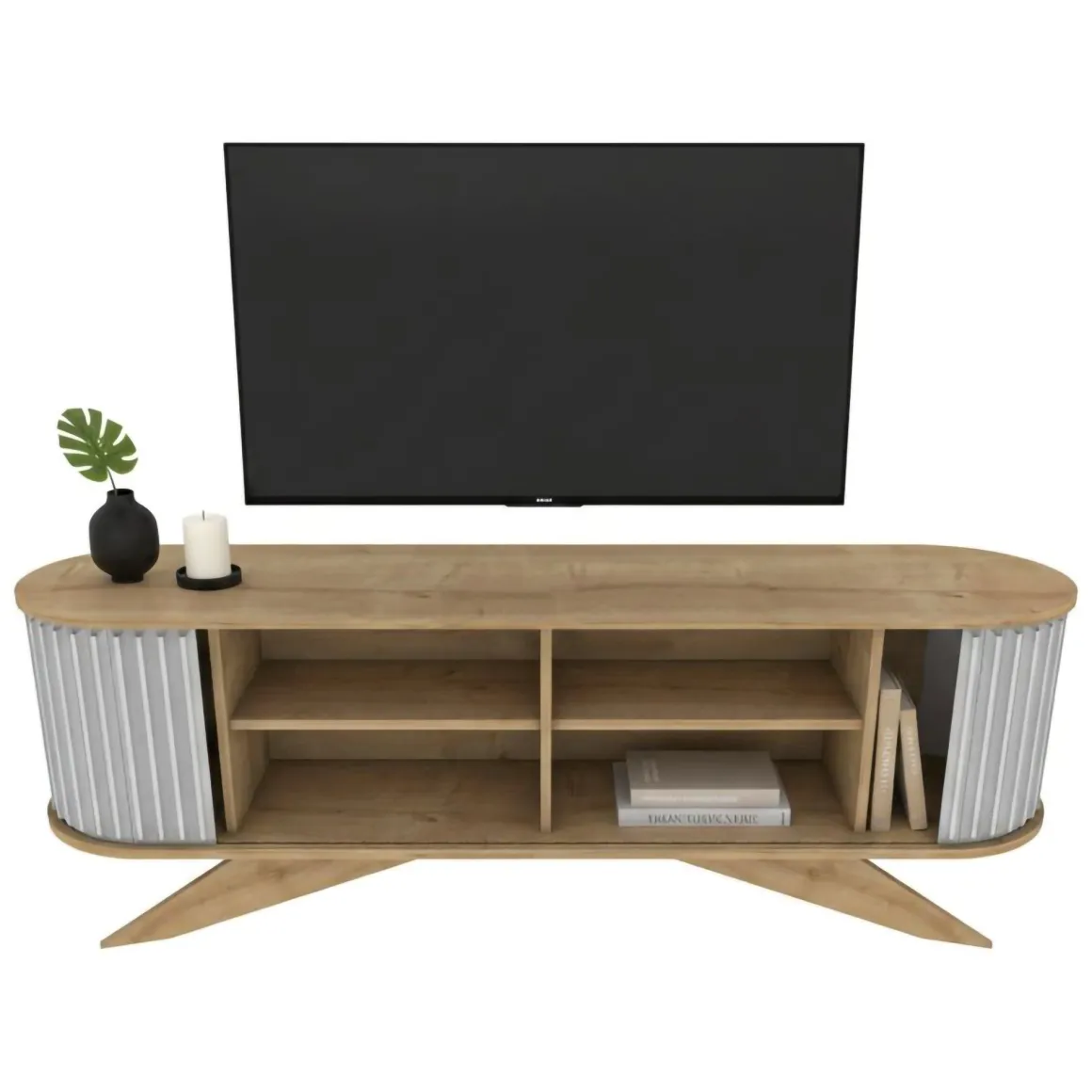 Mobili Porta Tv|Salotto > Dmora Porta TV quercia e bianco 180x44x44h cm 3 ante - Axi Bianco, Marrone Quercia