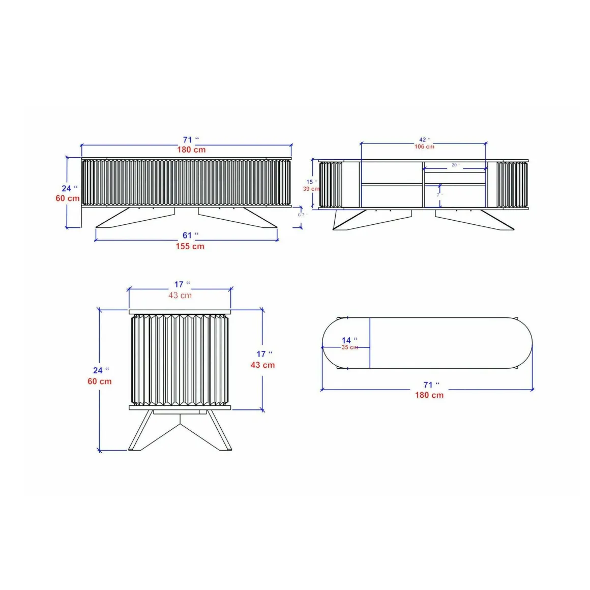 Mobili Porta Tv|Salotto > Dmora Porta TV quercia e bianco 180x44x44h cm 3 ante - Axi Bianco, Marrone Quercia
