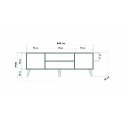 Porta TV quercia e multicolore 140x40x50h cm 2 ante - Enrica