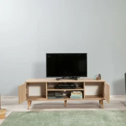 Porta TV quercia e multicolore 140x40x50h cm 2 ante - Enrica