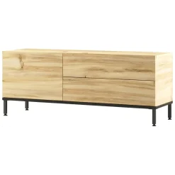 Mobili Porta Tv > Dmora Porta TV quercia e nero 120x35x46h cm 3 ante - Zephir Nero, Marrone Quercia