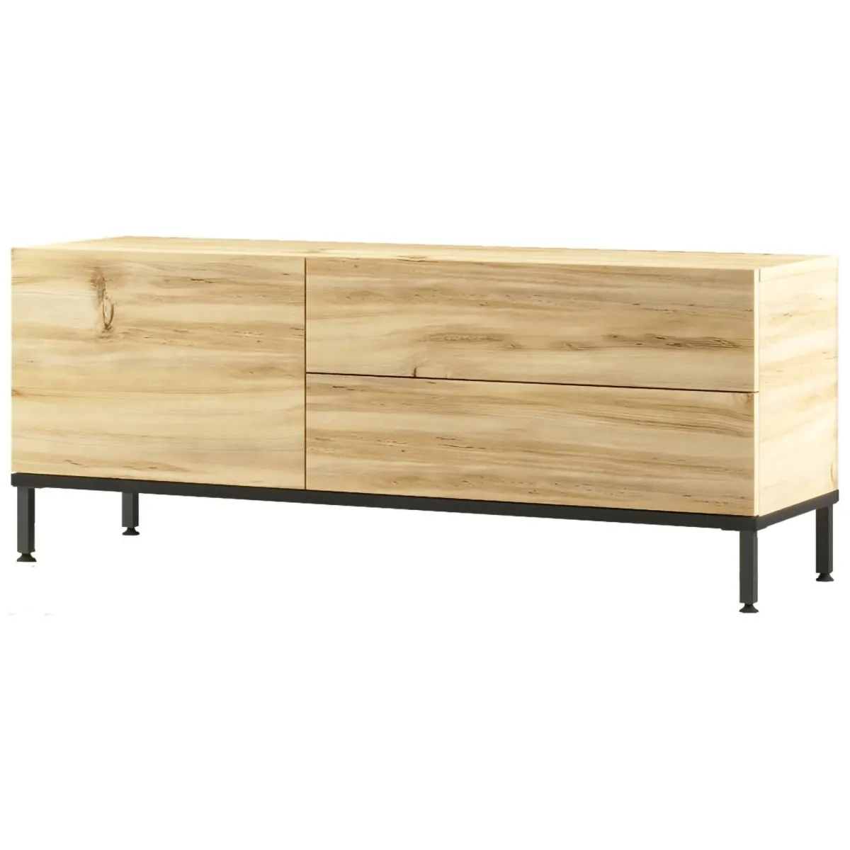 Mobili Porta Tv > Dmora Porta TV quercia e nero 120x35x46h cm 3 ante - Zephir Nero, Marrone Quercia