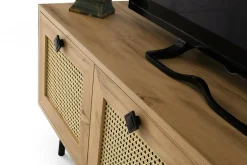 Mobili Porta Tv|Salotto > Dmora Porta TV quercia e nero 140x40x60h cm 3 ante - Assemini Nero, Marrone Quercia