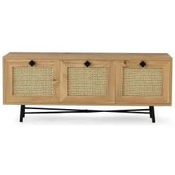 Mobili Porta Tv|Salotto > Dmora Porta TV quercia e nero 140x40x60h cm 3 ante - Assemini Nero, Marrone Quercia