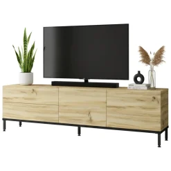Porta TV quercia e nero 170x35x46h cm 2 ante e 1 cassetto - Ballao