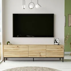 Porta TV quercia e nero 170x35x46h cm 2 ante e 1 cassetto - Ballao
