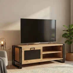 Porta TV quercia e nero 130x45x50h cm in legno - Luban