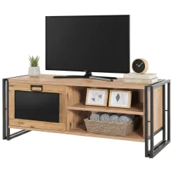 Porta TV quercia e nero 130x45x50h cm in legno - Luban