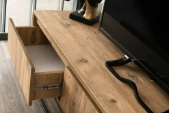 Mobili Porta Tv|Salotto > Dmora Porta TV quercia e nero 180x40x50h cm in legno - Ignazia Nero, Marrone Quercia