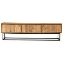 Mobili Porta Tv|Salotto > Dmora Porta TV quercia e nero 180x40x50h cm in legno - Ignazia Nero, Marrone Quercia