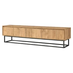 Mobili Porta Tv|Salotto > Dmora Porta TV quercia e nero 180x40x50h cm in legno - Ignazia Nero, Marrone Quercia