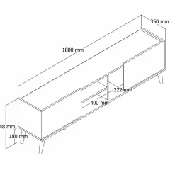 Porta TV quercia 180x34x52h cm 2 ante - Alberona