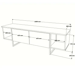 Porta TV quercia 160x40x47h cm 2 ante - Barzana