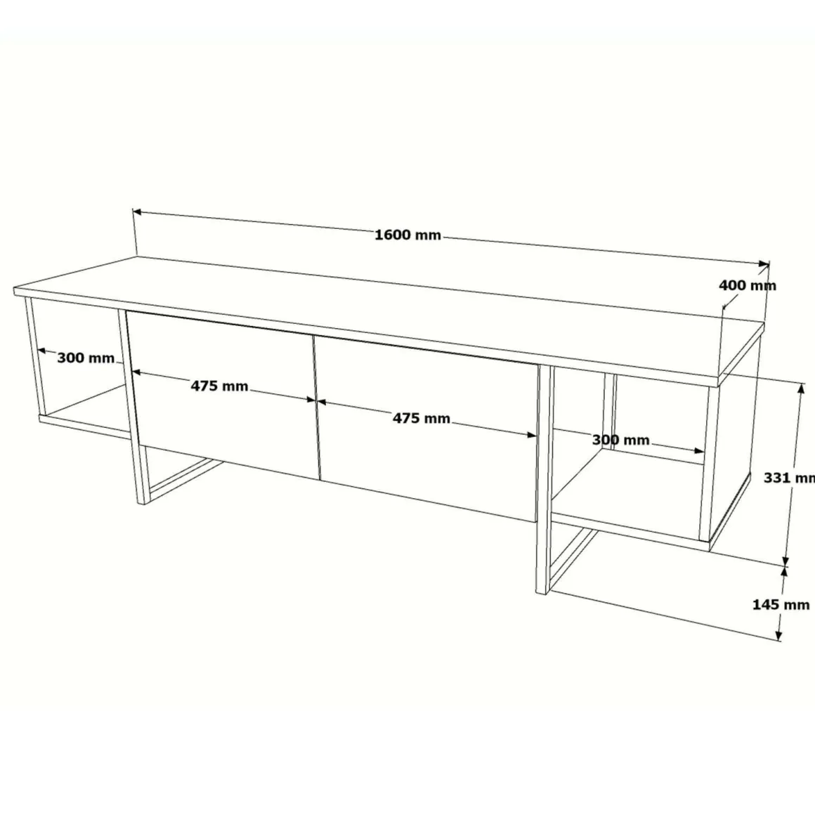 Porta TV quercia 160x40x47h cm 2 ante - Barzana