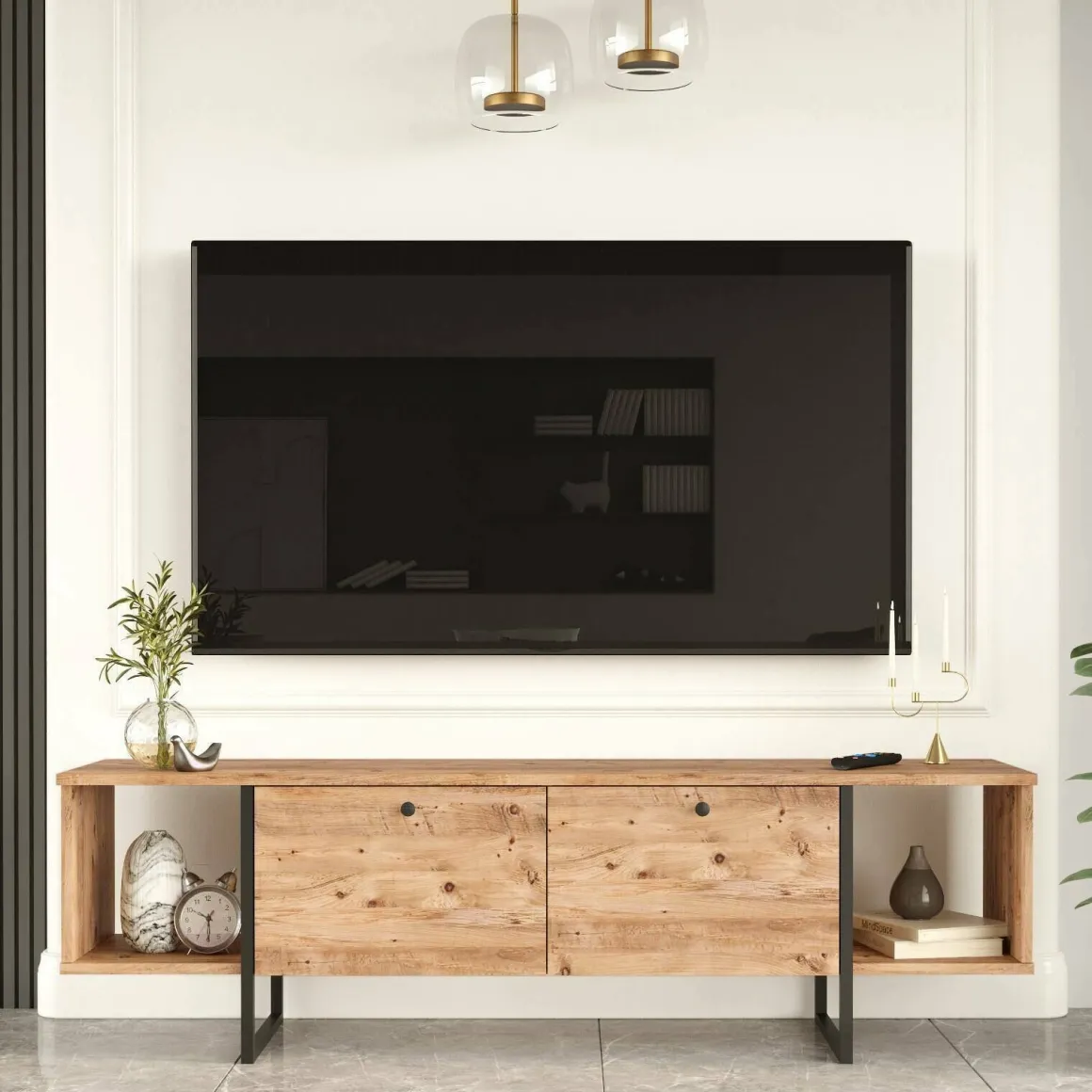 Porta TV quercia 160x40x47h cm 2 ante - Barzana