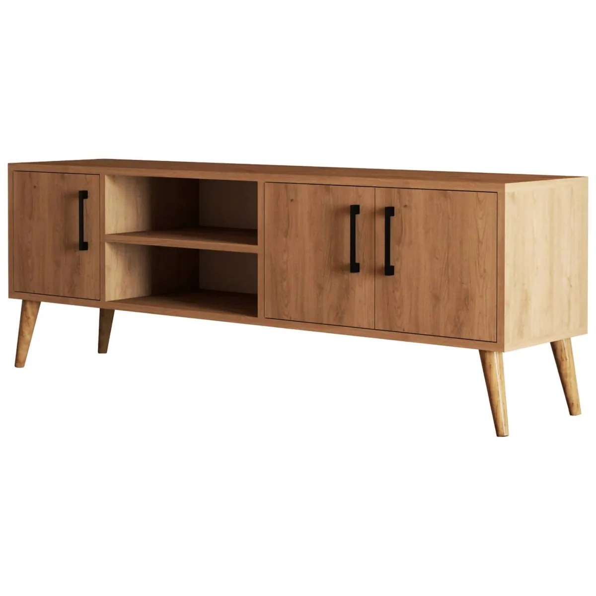 Mobili Porta Tv > Dmora Porta TV quercia 150x34x52h cm 3 ante - Brugine Marrone Quercia