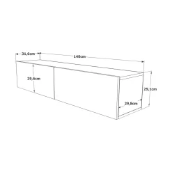Porta TV quercia 140x31x29h cm 2 ante - Diaspro