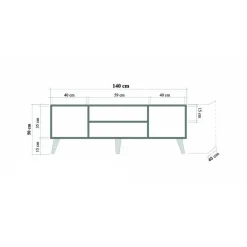 Porta TV quercia 140x40x50h cm 2 ante - Enrica