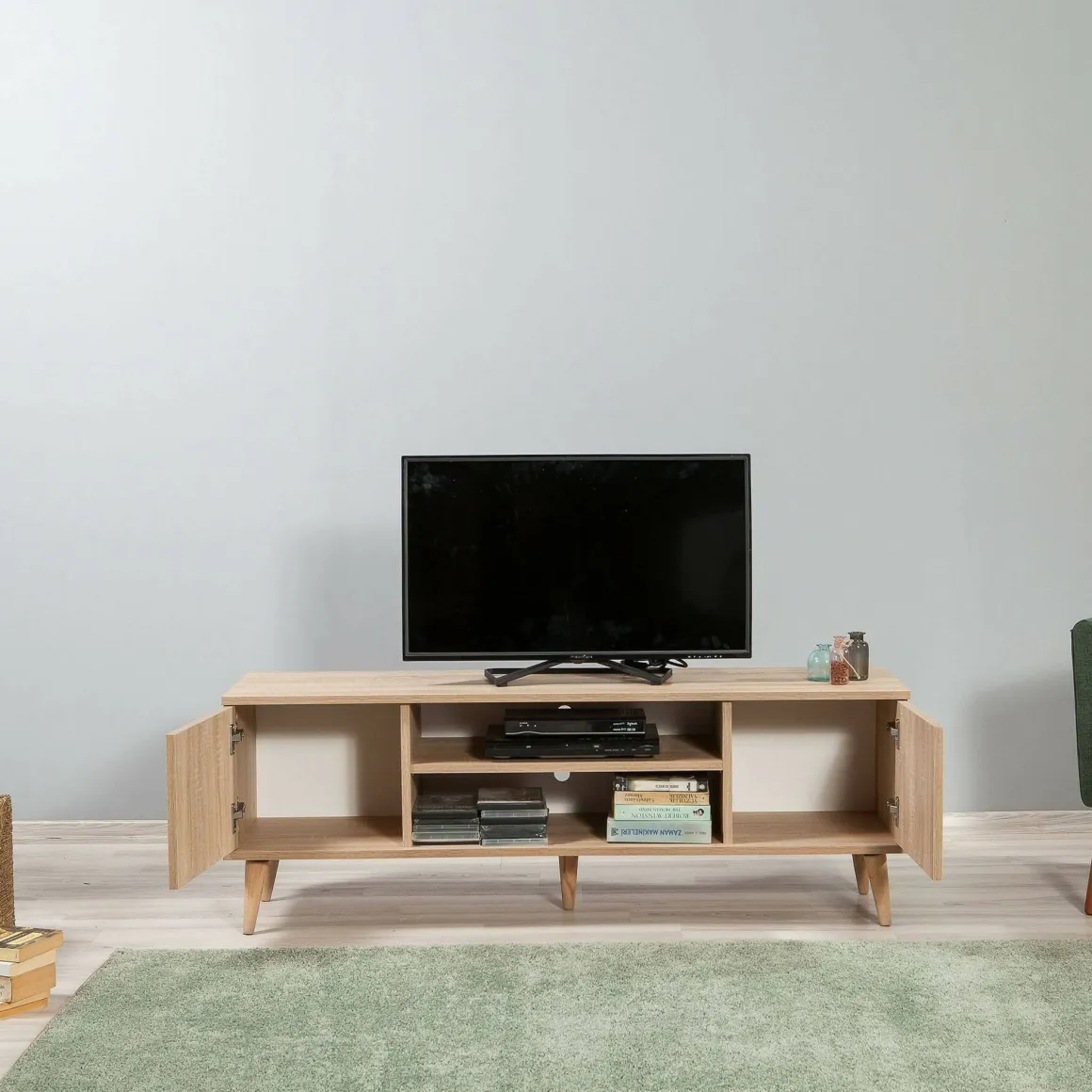 Porta TV quercia 140x40x50h cm 2 ante - Enrica