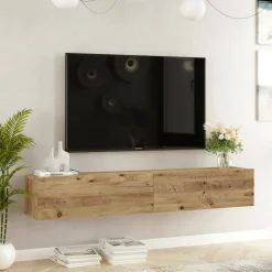 Mobili Porta Tv|Salotto > Dmora Porta TV quercia 180x31x29h cm 2 ante - Pavone Marrone Quercia