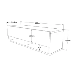 Porta TV quercia 100x31x29h cm in legno - Iva