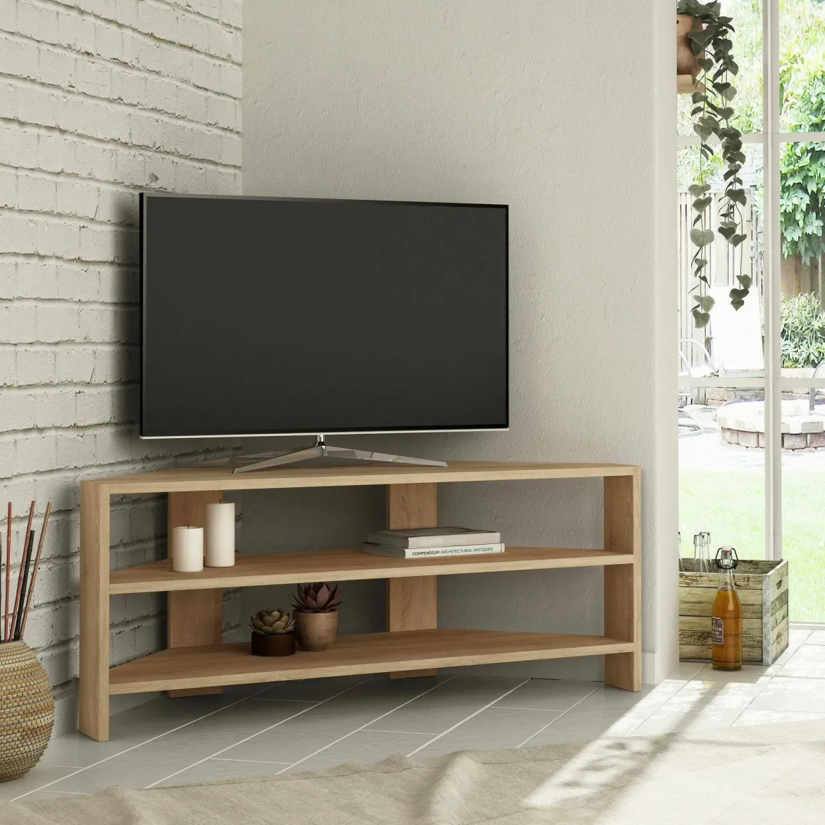 Porta TV quercia 114x36x45h cm in legno - Centauro