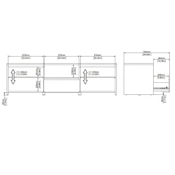 Porta TV rovere e bianco lucido 178x48x51h cm 2 ante e 1 cassetto - Ambivere