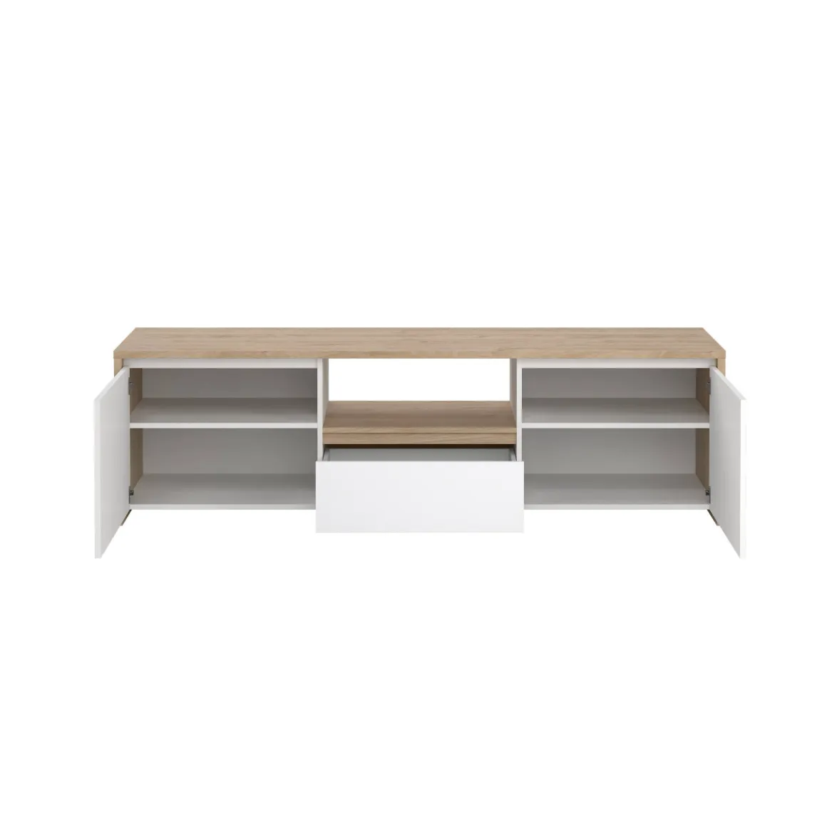 Porta TV rovere e bianco lucido 178x48x51h cm 2 ante e 1 cassetto - Ambivere