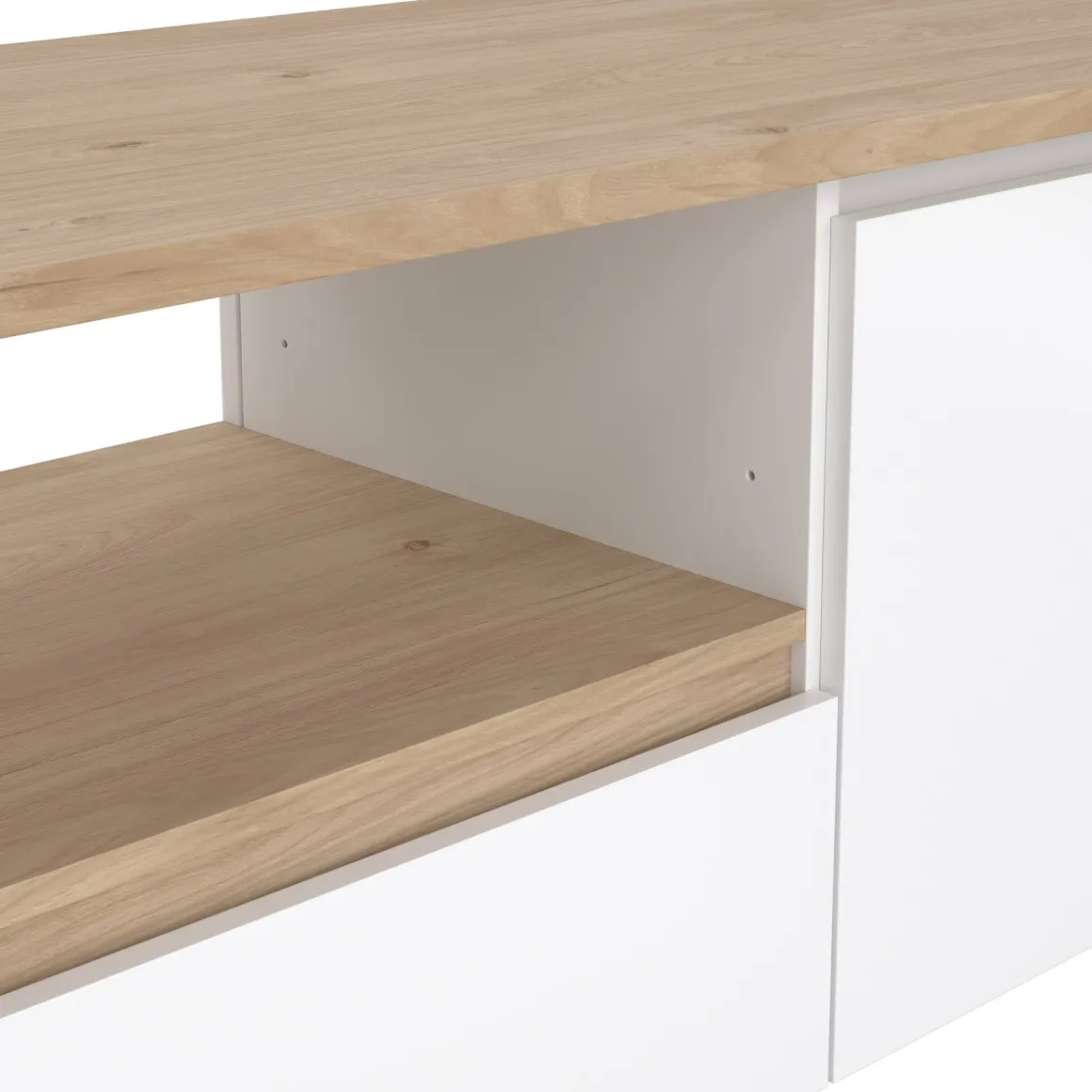 Porta TV rovere e bianco lucido 178x48x51h cm 2 ante e 1 cassetto - Ambivere