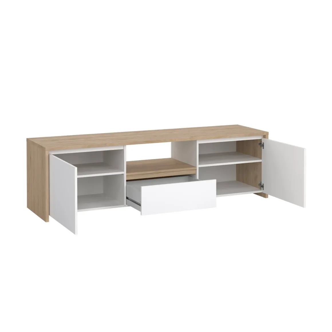 Porta TV rovere e bianco lucido 178x48x51h cm 2 ante e 1 cassetto - Ambivere