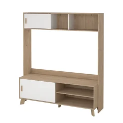 Mobili Porta Tv > Dmora Porta TV rovere e bianco 158x48x180h cm 2 ante - Nicosia Bianco, Marrone Rovere