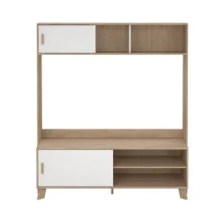 Mobili Porta Tv > Dmora Porta TV rovere e bianco 158x48x180h cm 2 ante - Nicosia Bianco, Marrone Rovere