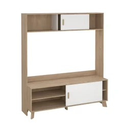 Mobili Porta Tv > Dmora Porta TV rovere e bianco 158x48x180h cm 2 ante - Nicosia Bianco, Marrone Rovere