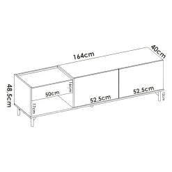 Porta TV rovere nodi e antracite 164x39x48h cm modulabile - Aras
