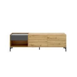 Porta TV rovere nodi e antracite 164x39x48h cm modulabile - Aras