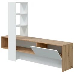 Mobili Porta Tv|Salotto > Dmora Porta TV rovere nodi e bianco lucido 178x43x136h cm in legno - Isa Bianco Lucido, Marrone Rovere Nodi