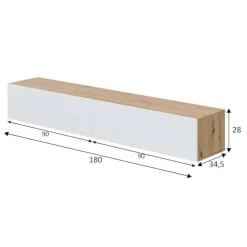 Porta TV rovere nodi e bianco 180x34x28h cm 2 ante - Senectus