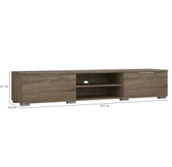 Mobili Porta Tv > Dmora Porta TV rovere 172x39x33h cm 3 ante - Ammiro Marrone Rovere