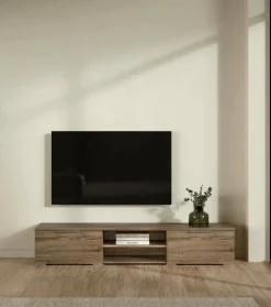 Mobili Porta Tv > Dmora Porta TV rovere 172x39x33h cm 3 ante - Ammiro Marrone Rovere