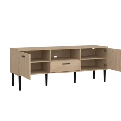 Mobili Porta Tv > Dmora Porta TV rovere 147x39x56h cm 2 ante e 1 cassetto - elie Marrone Rovere