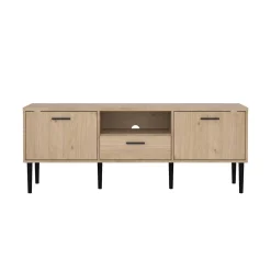 Mobili Porta Tv > Dmora Porta TV rovere 147x39x56h cm 2 ante e 1 cassetto - elie Marrone Rovere