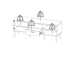 Mobili Porta Tv > Dmora Porta TV rovere 147x39x56h cm 2 ante e 1 cassetto - elie Marrone Rovere