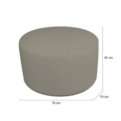 Pouf cilindrico tortora 79x79x42h cm - Anacapri